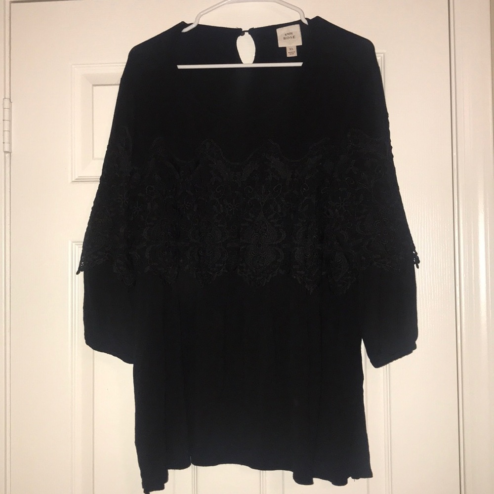 Detailed Lace Black Blouse